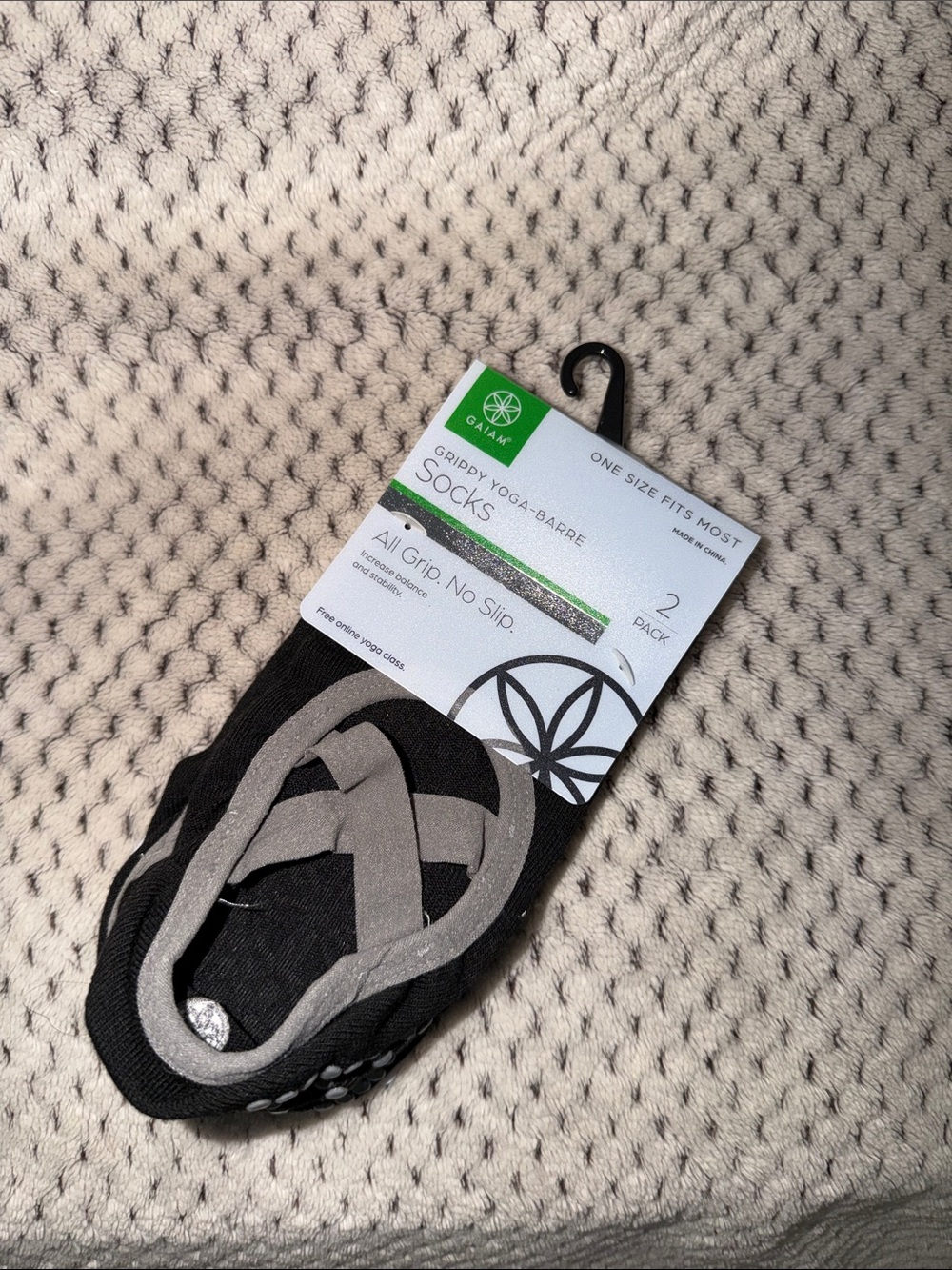 GAIAM Black and Gray Grippy Yoga-Barre Socks - 2 Pack